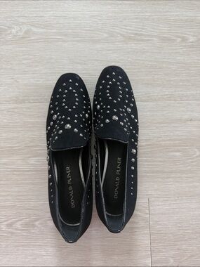 Donald Pliner Black Studded Loafers